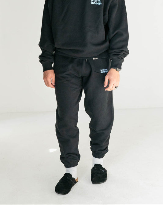 Unisex Fleece Pants Black with Block Logo