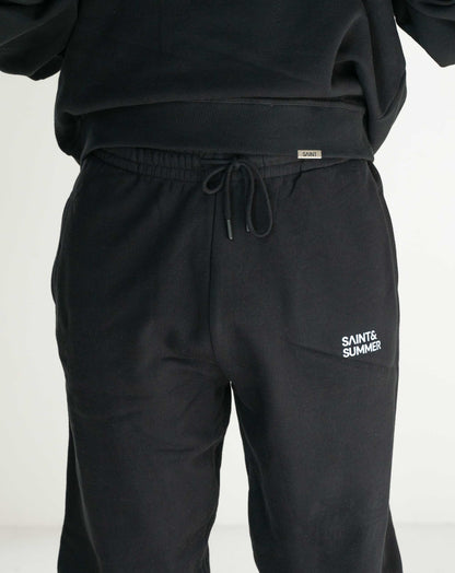 Unisex Fleece Pants Black with Block Logo