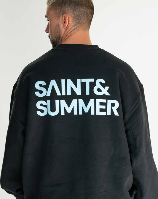 Unisex Black Classic Crew Fleece Sweater