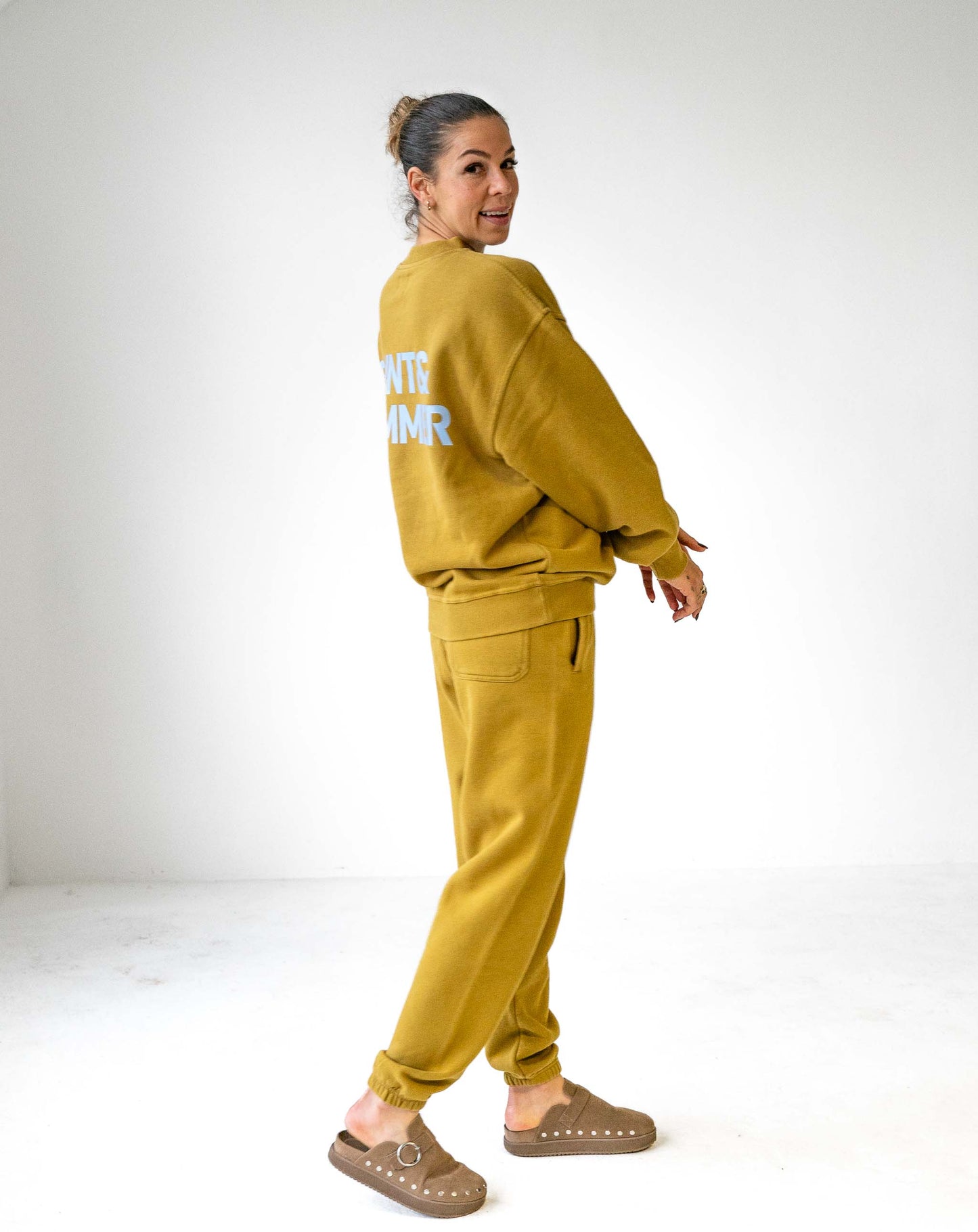 Unisex Acid Yellow Fleece Jogger Pants with Block Logo