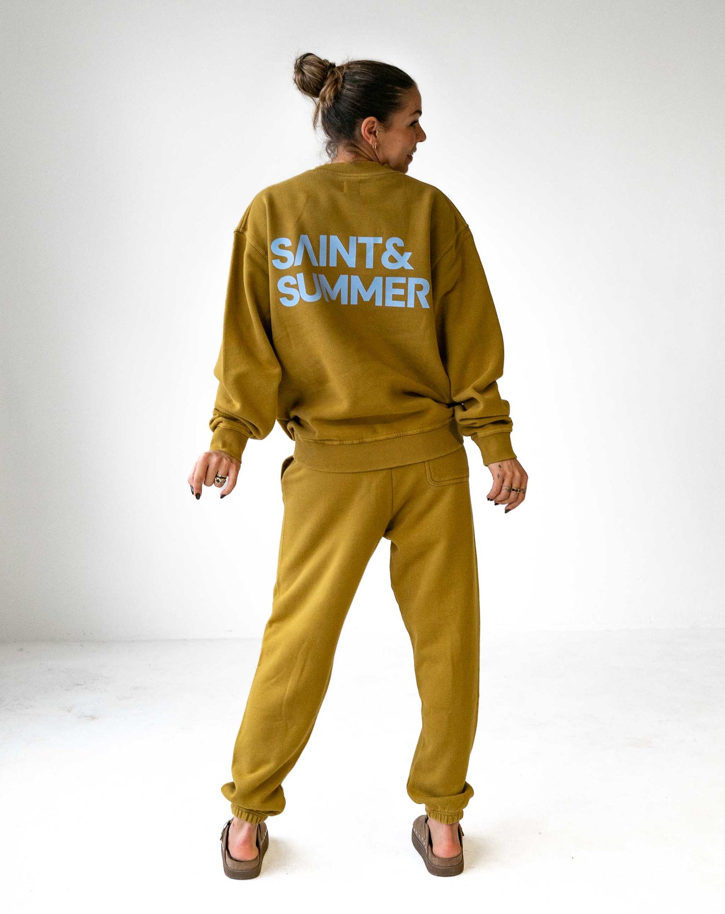 Unisex Acid Yellow Fleece Jogger Pants with Block Logo