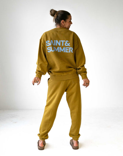 Unisex Acid Yellow Fleece Jogger Pants with Block Logo