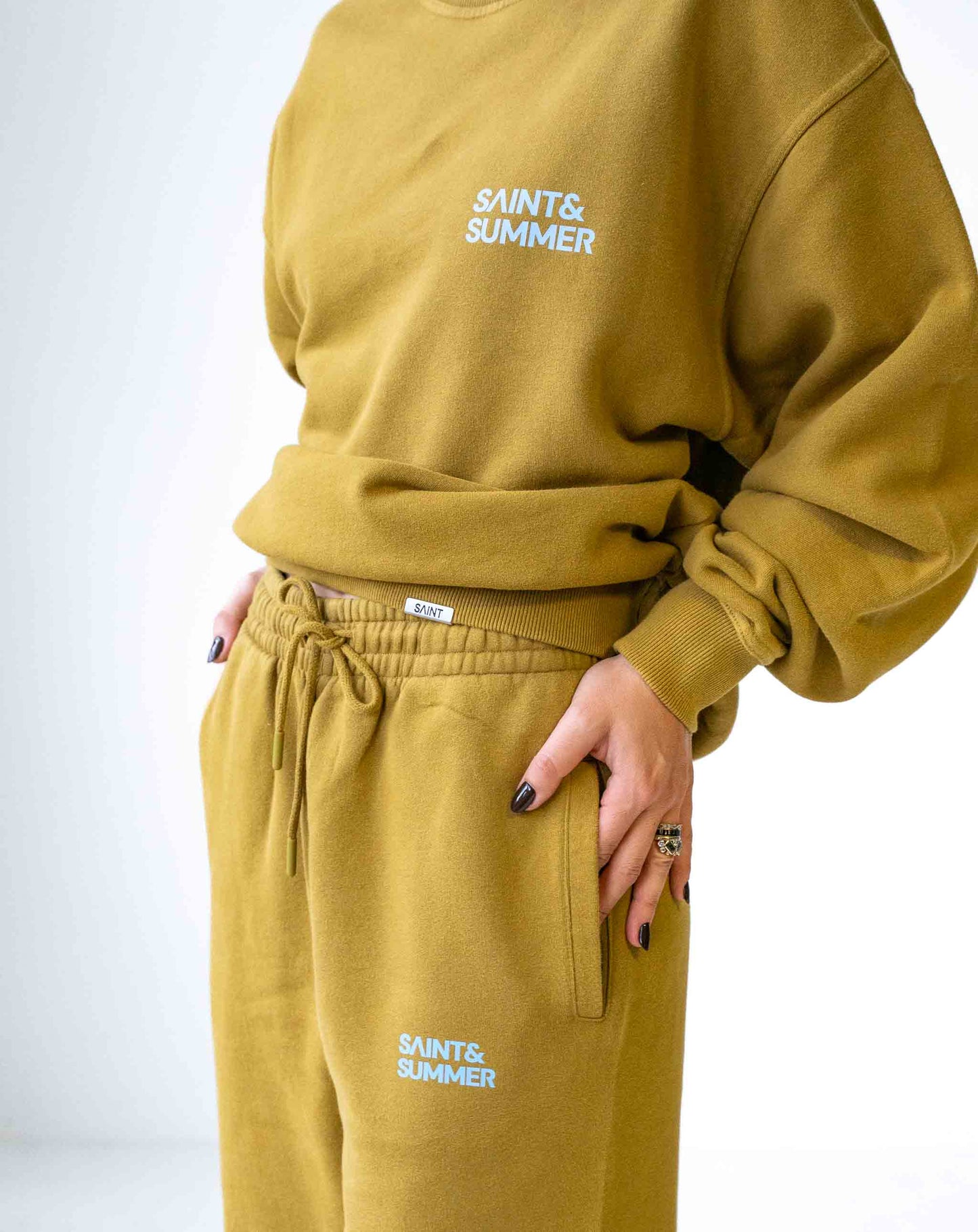 Unisex Acid Yellow Fleece Jogger Pants with Block Logo