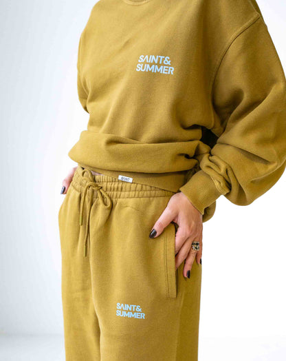 Unisex Acid Yellow Fleece Jogger Pants with Block Logo