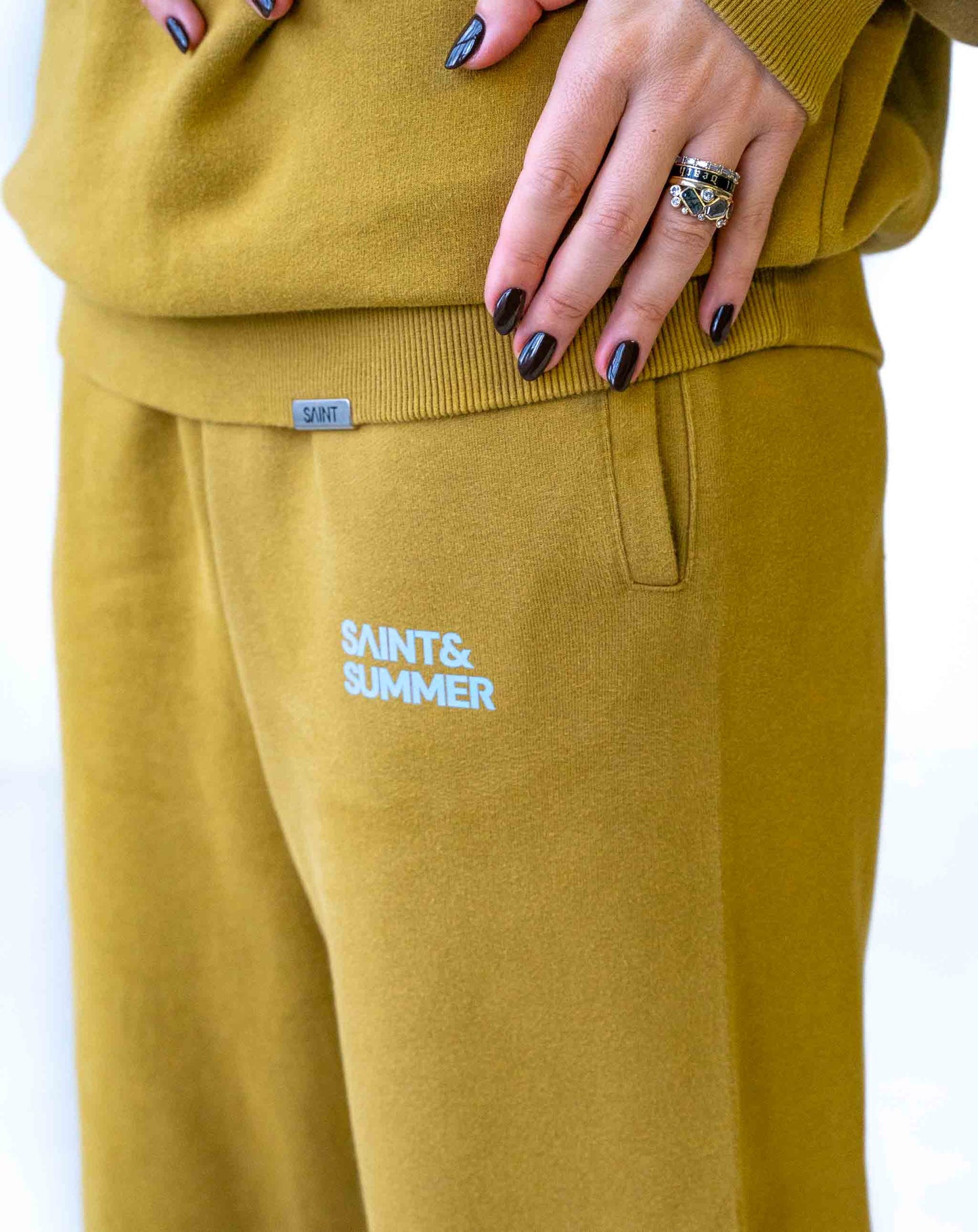 Unisex Acid Yellow Fleece Jogger Pants with Block Logo