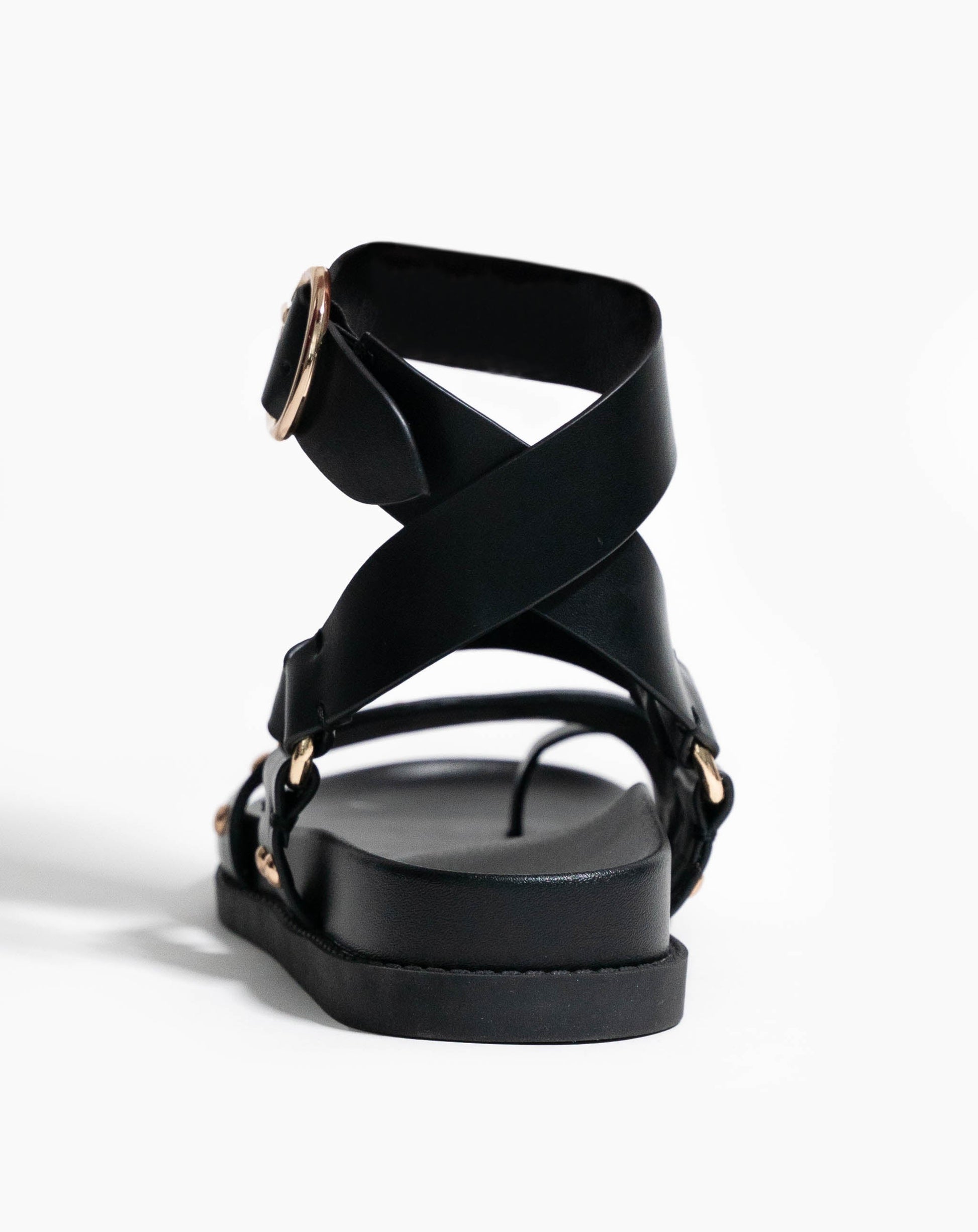 Ladies Flavia Leather Ankle Wrap Sandal - Flats