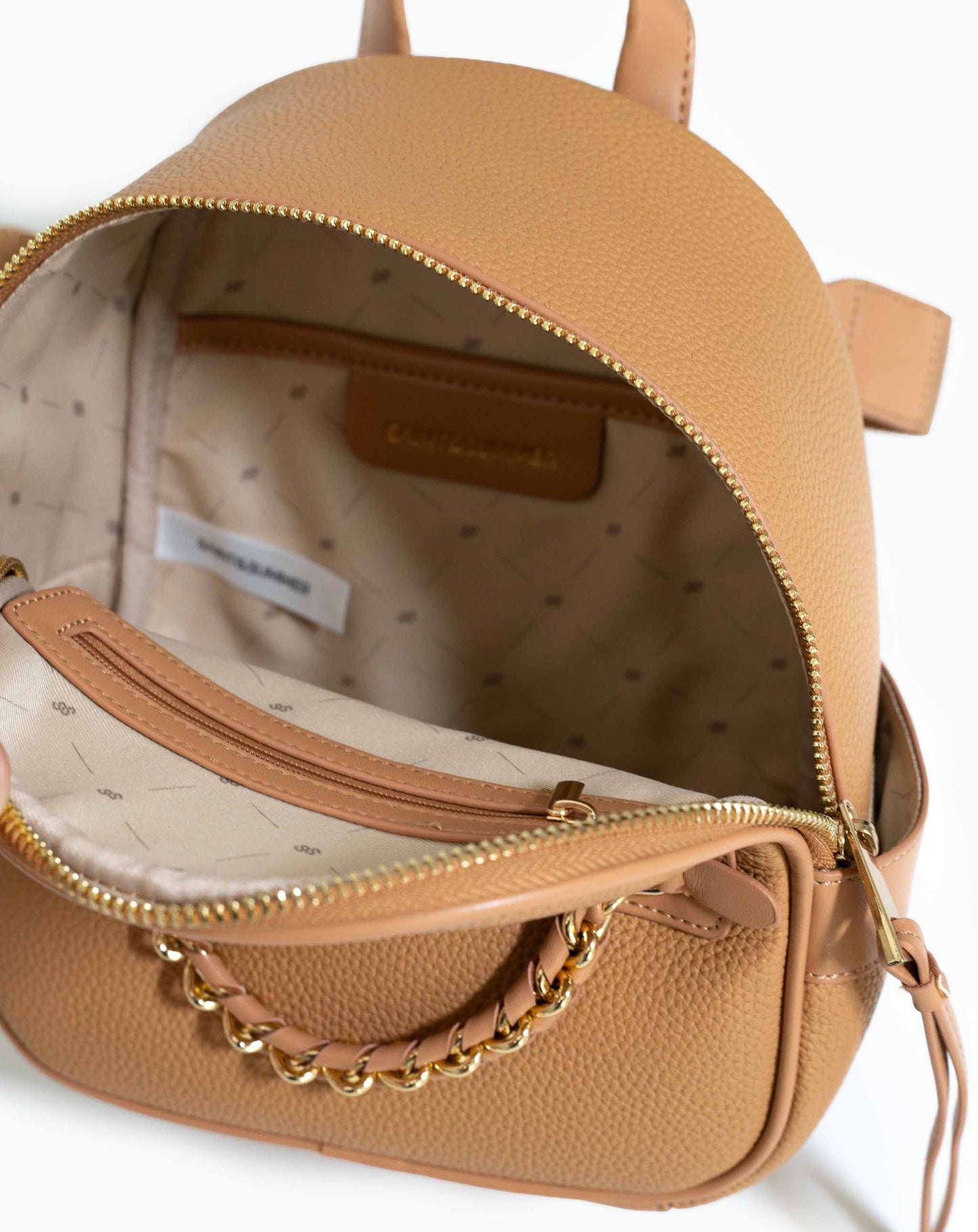 Angela Chain Backpack - Tan - Bags