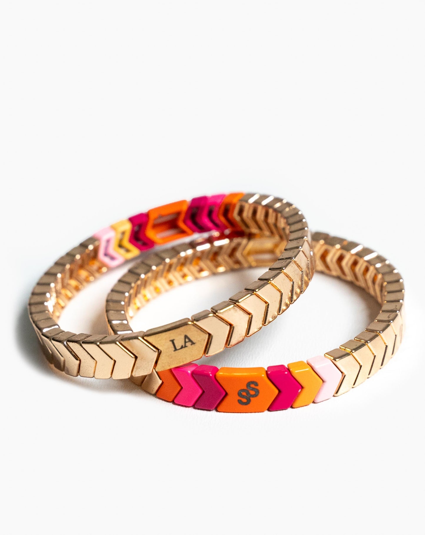 Chevron Bracelet - Gold & Pink - Pink / One Size - Novelty