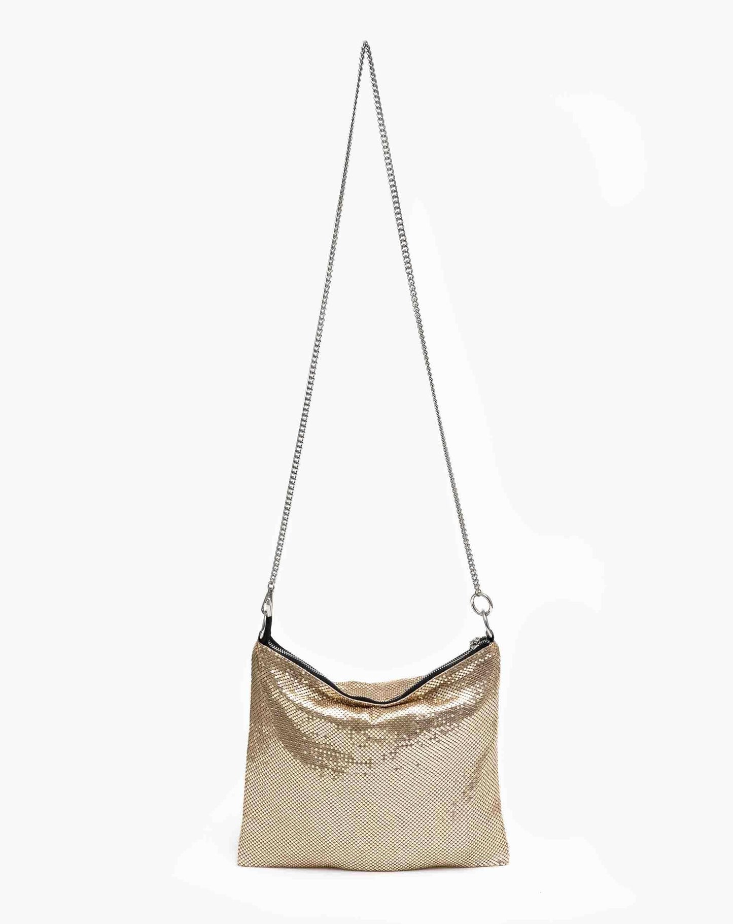 Diamante Mesh Shoulder Bag - Champagne Bags