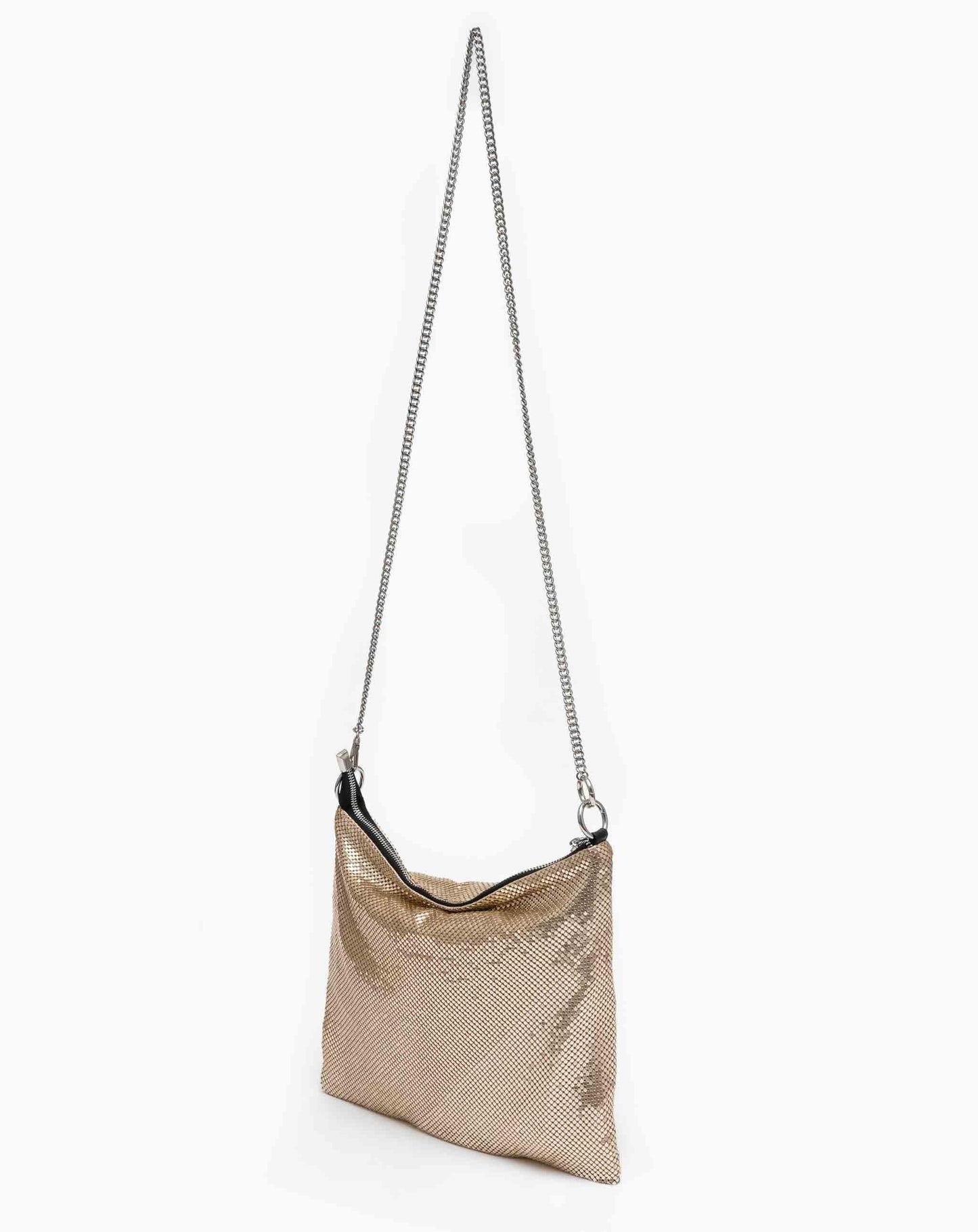 Diamante Mesh Shoulder Bag - Champagne Bags