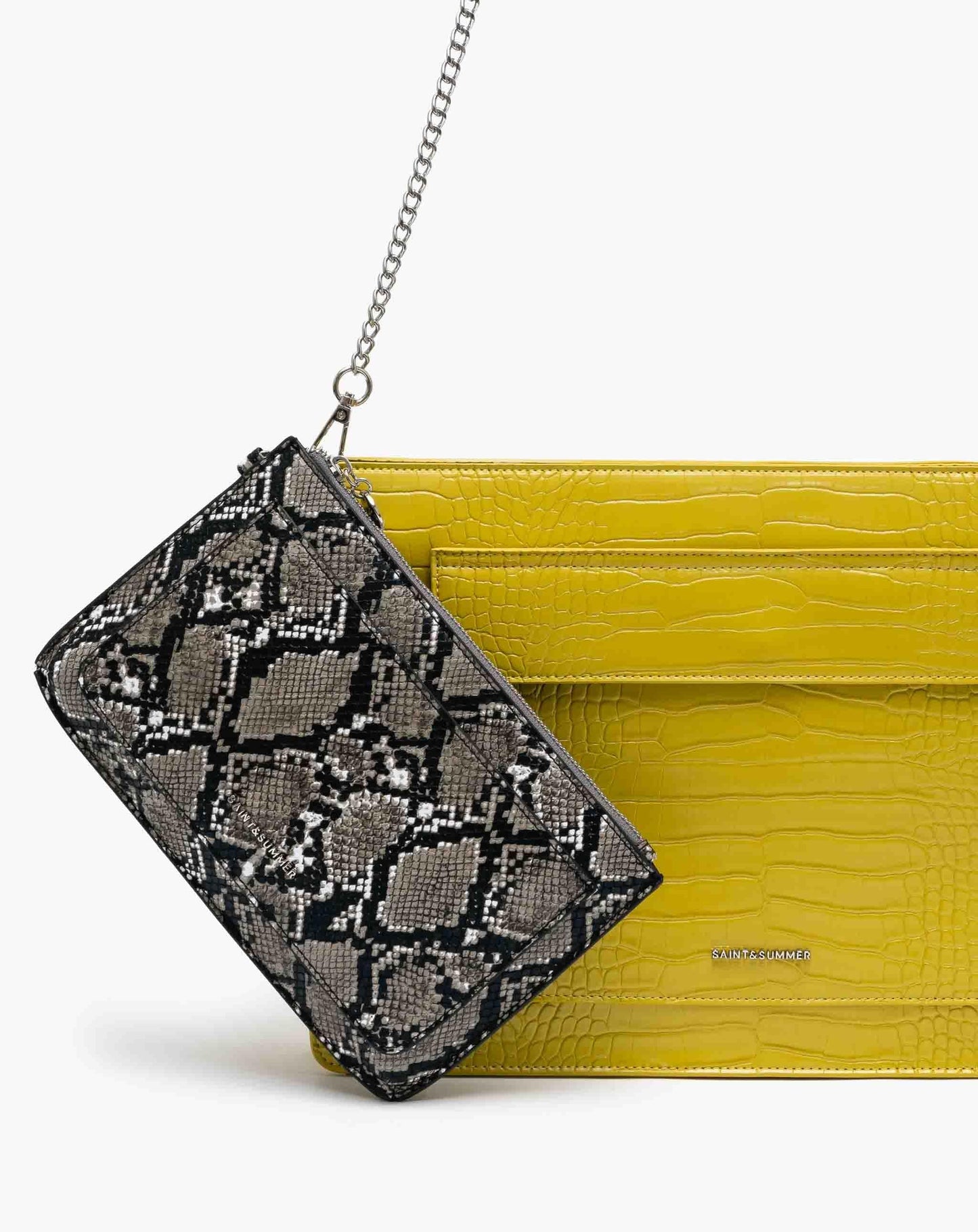 Embossed Laptop Bag with Snake Charger - Chartreuse Bags