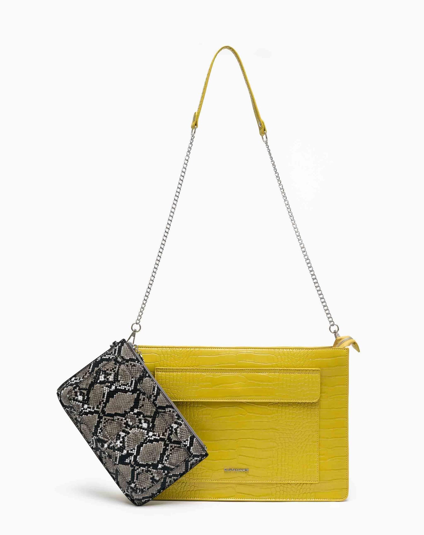 Embossed Laptop Bag with Snake Charger - Chartreuse Bags