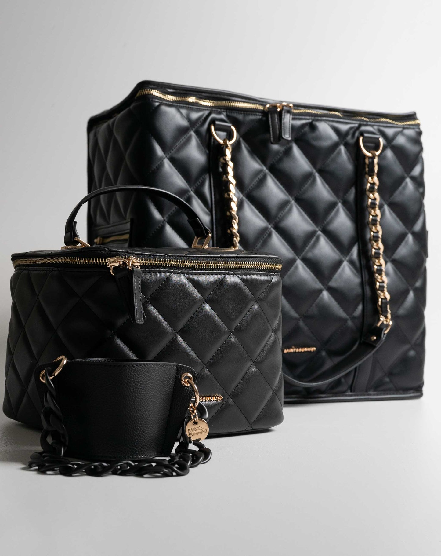 Ladies Saint&Summer Quilted PU Cooler Set - Black - Black