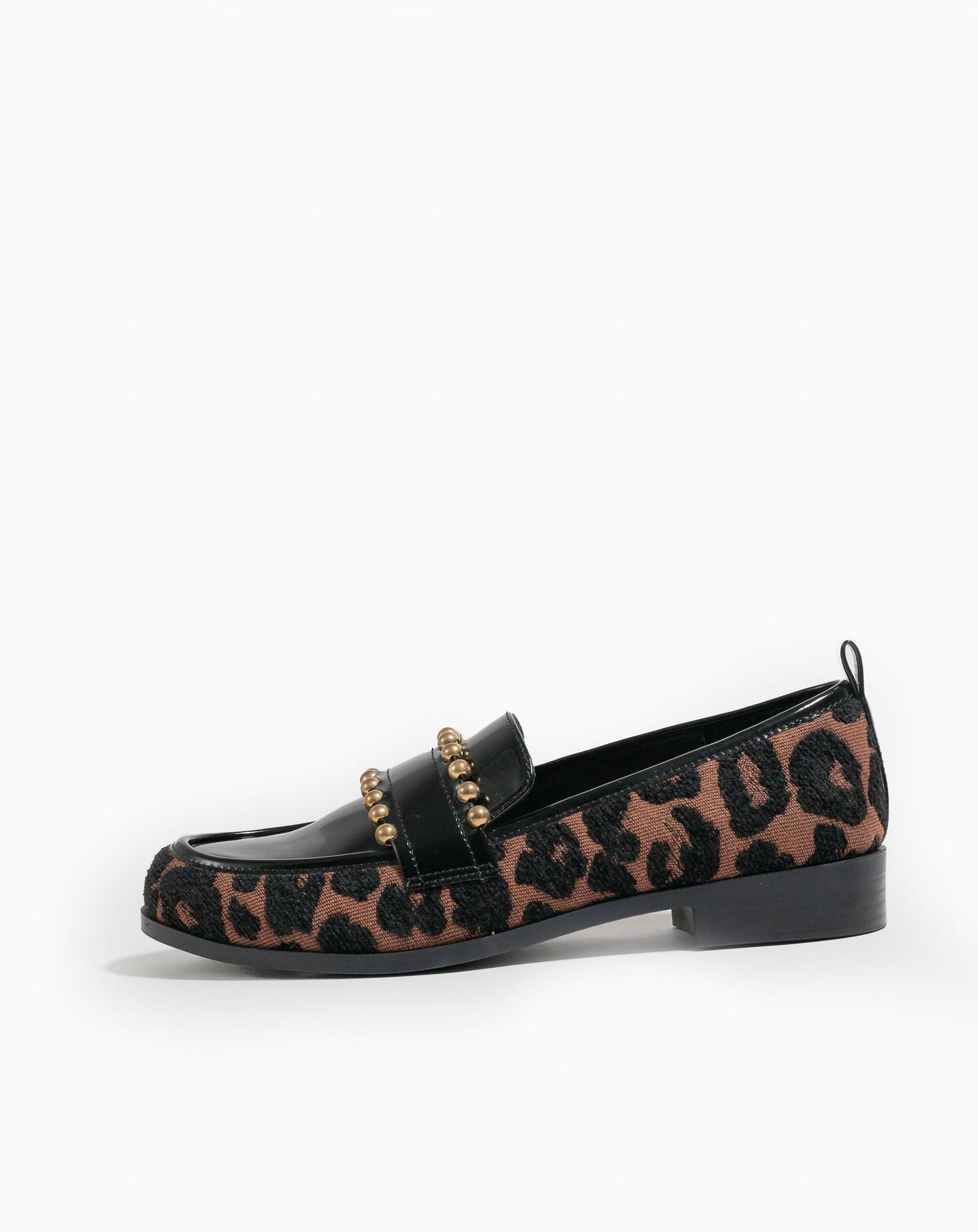 Leonora Studded Animal Print Jacquard Penny Loafer - Flats