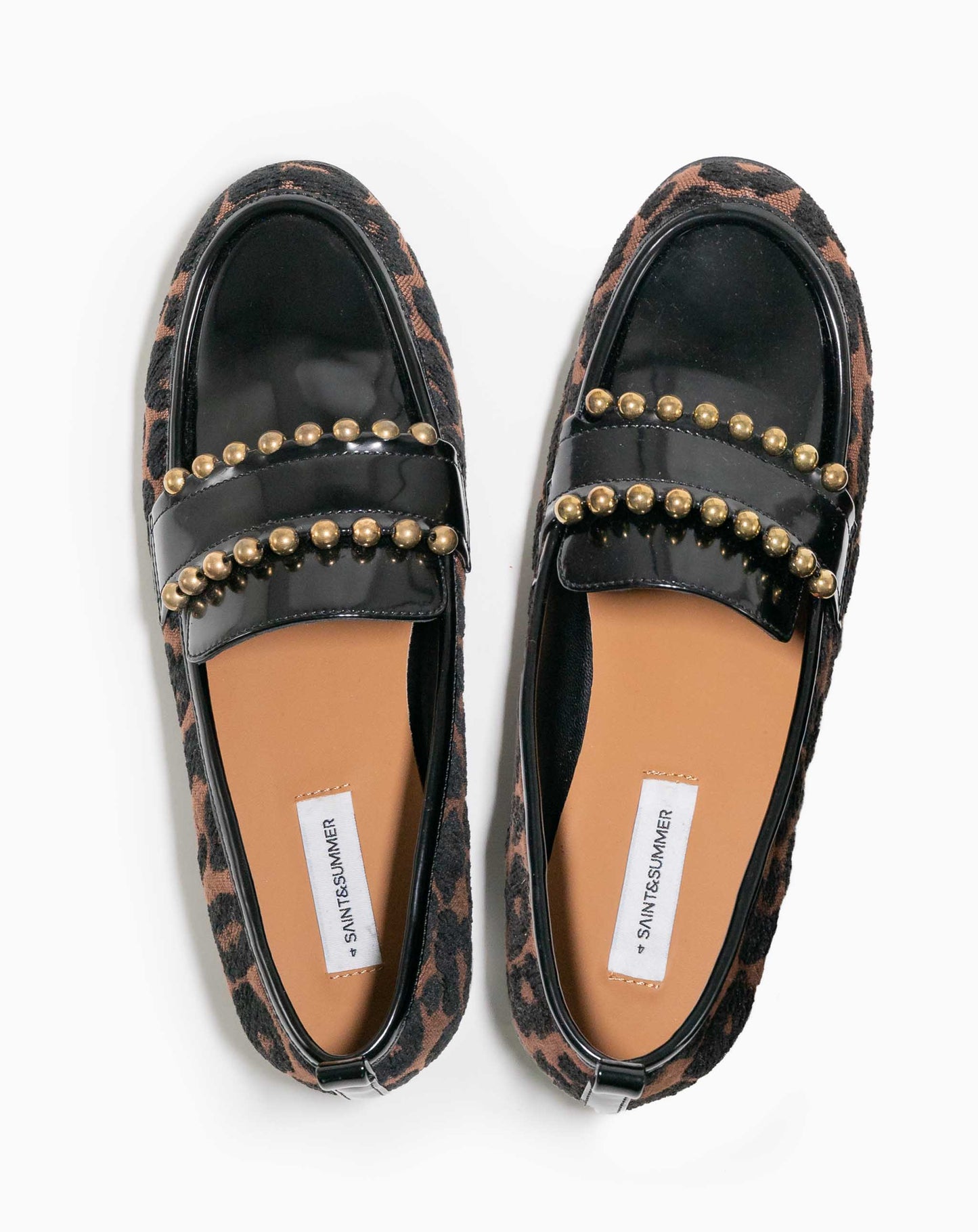 Leonora Studded Animal Print Jacquard Penny Loafer - Flats