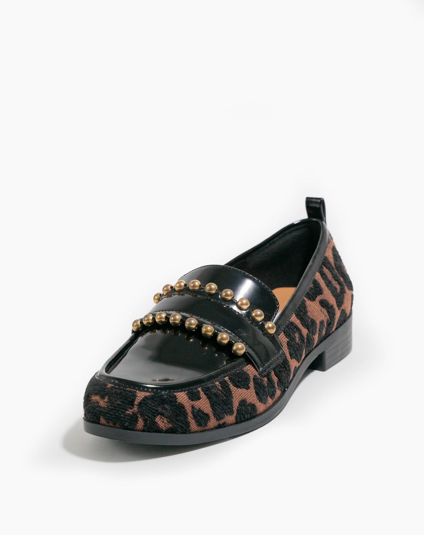 Leonora Studded Animal Print Jacquard Penny Loafer - Flats