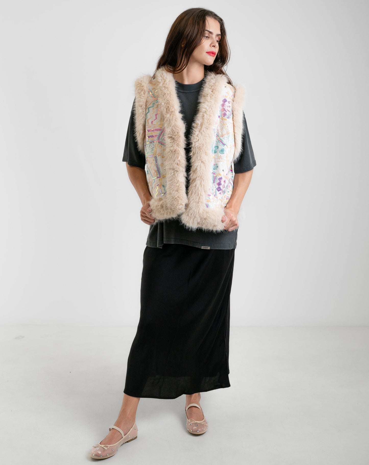 Lustre Sequin Fur Gilet - Jackets