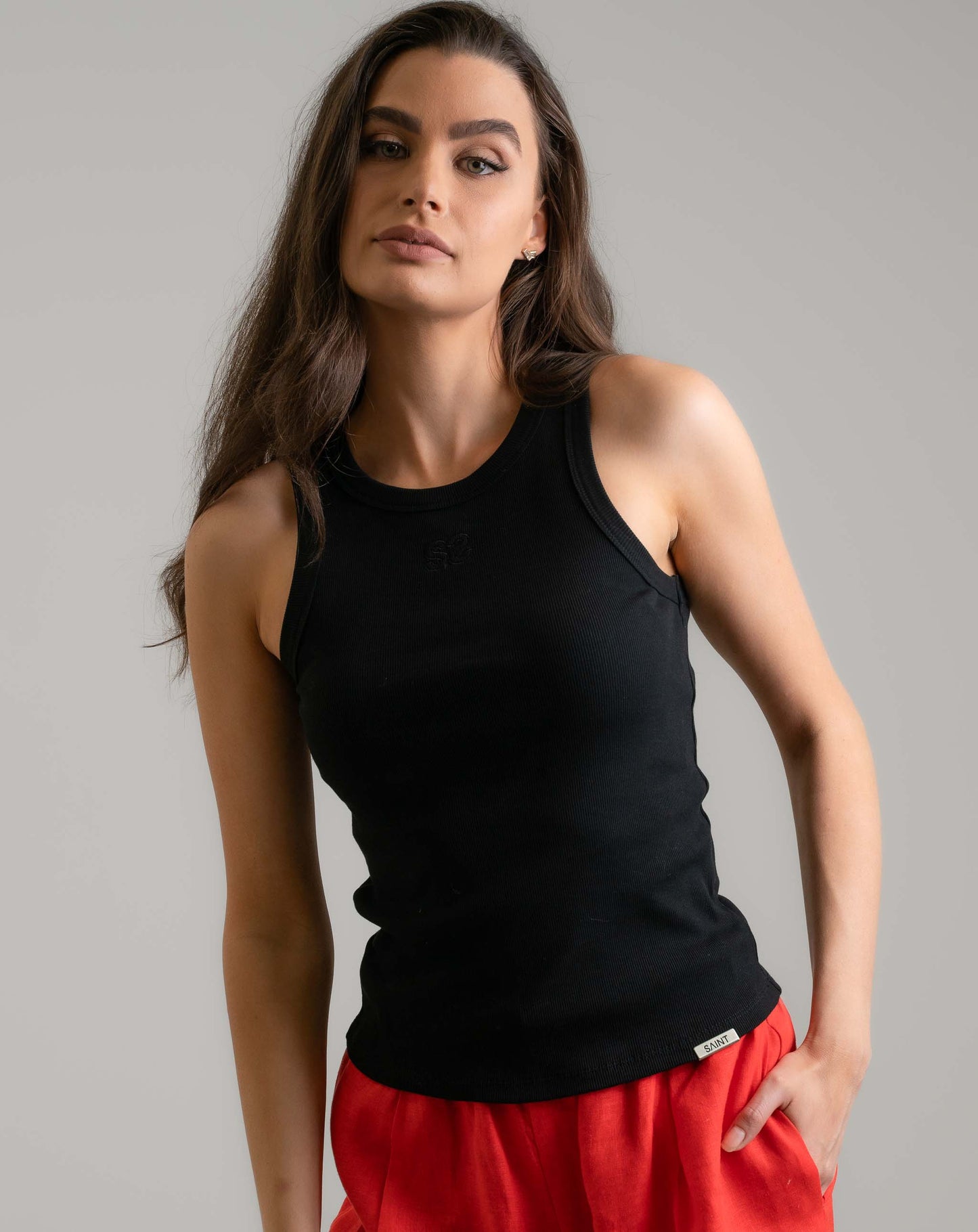 Marina Logo Vest Black - Knit Tops