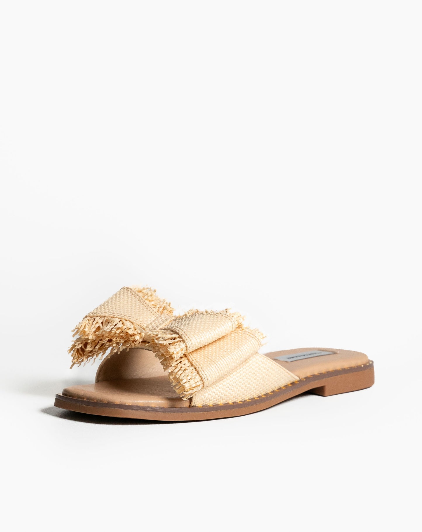 Nia Bow Slides - Raffia - Flat Sandals