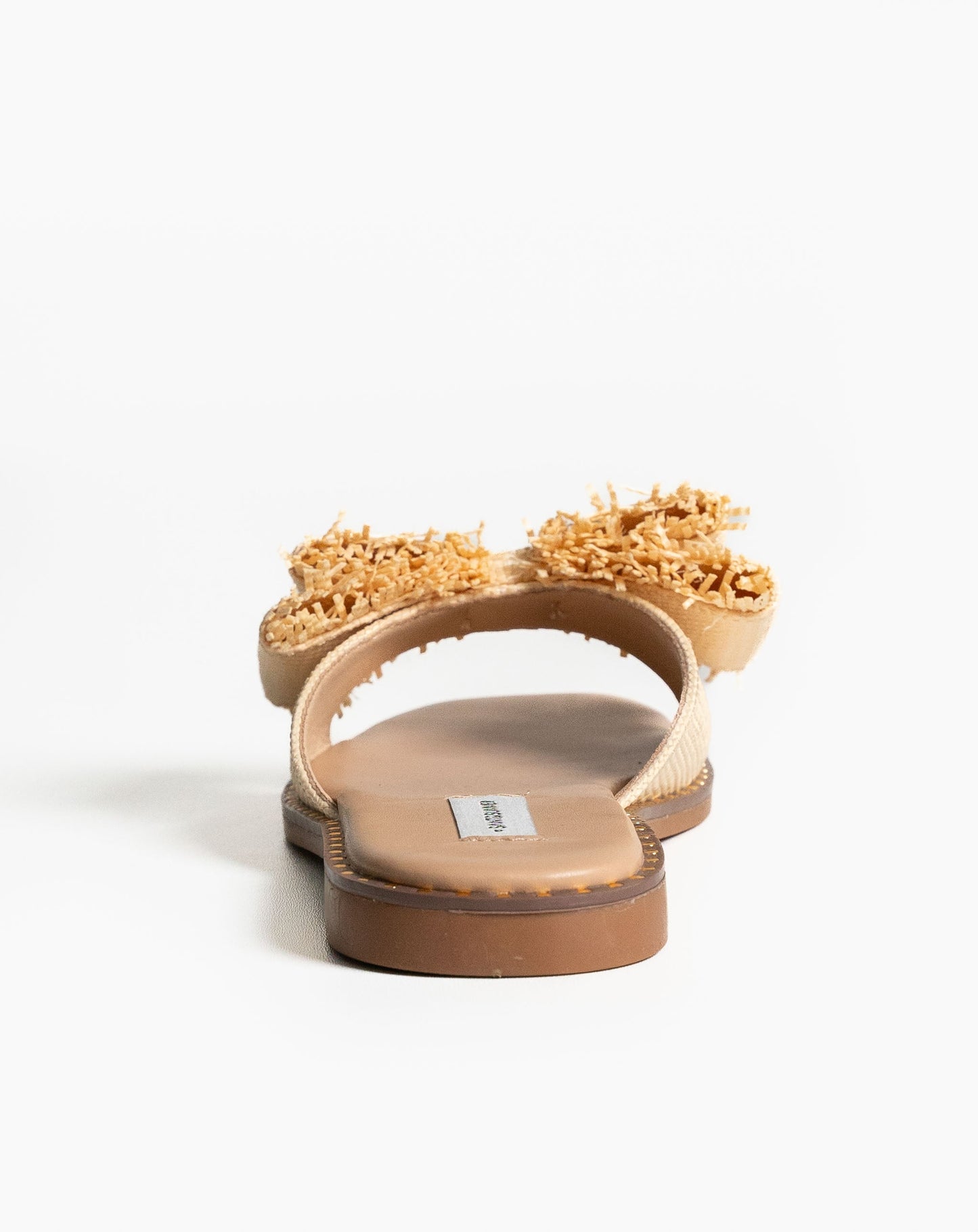 Nia Bow Slides - Raffia - Flat Sandals