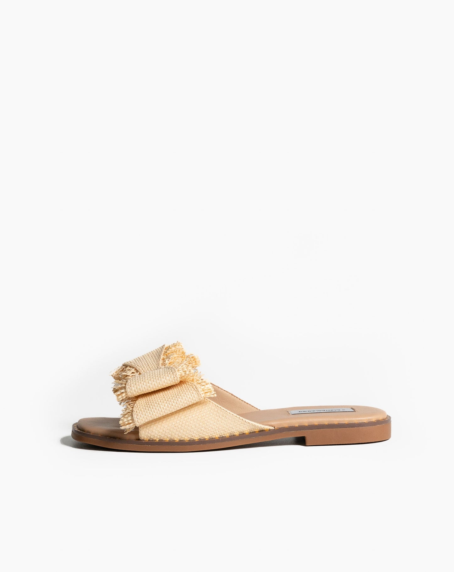 Nia Bow Slides - Raffia - Flat Sandals