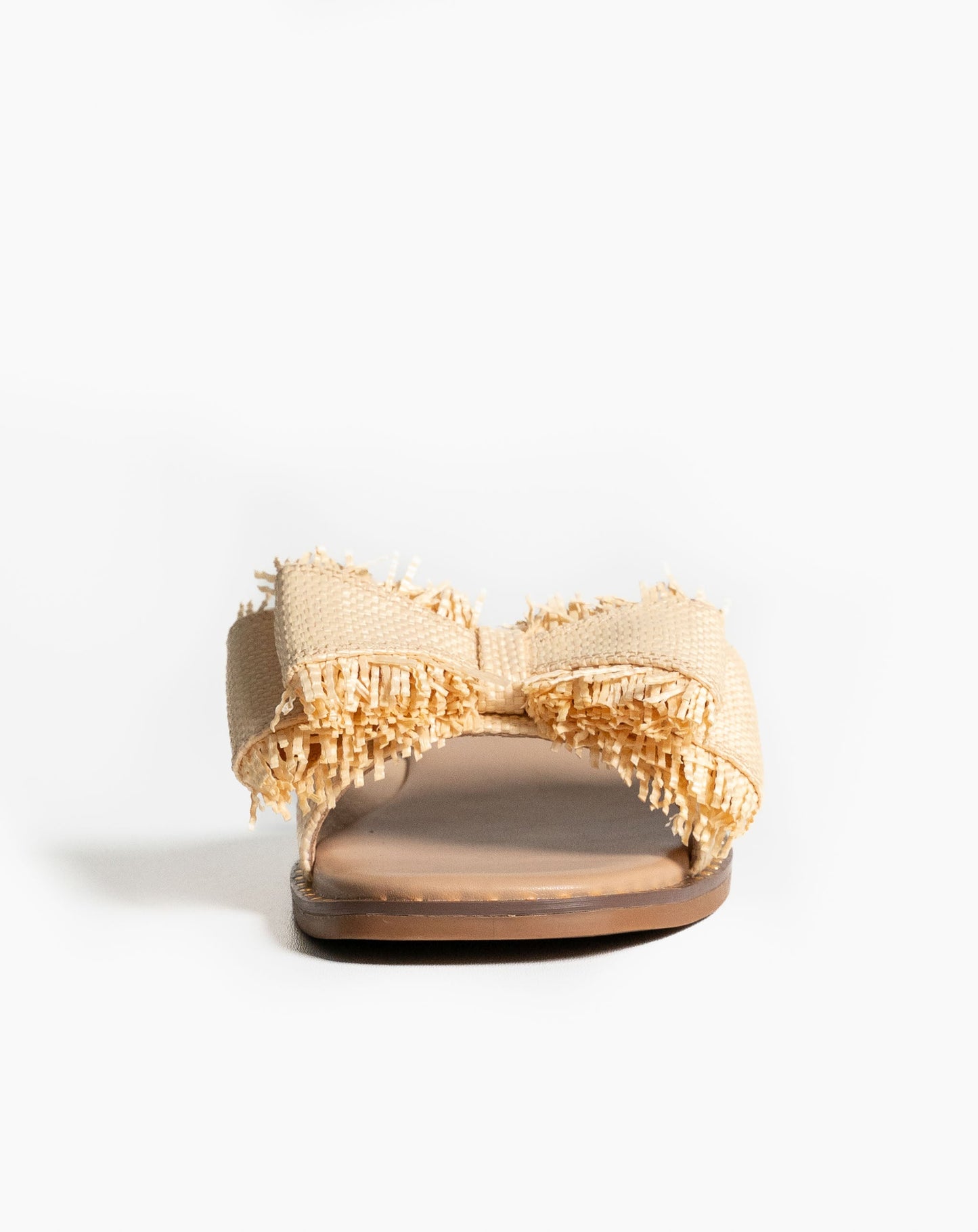 Nia Bow Slides - Raffia - Flat Sandals