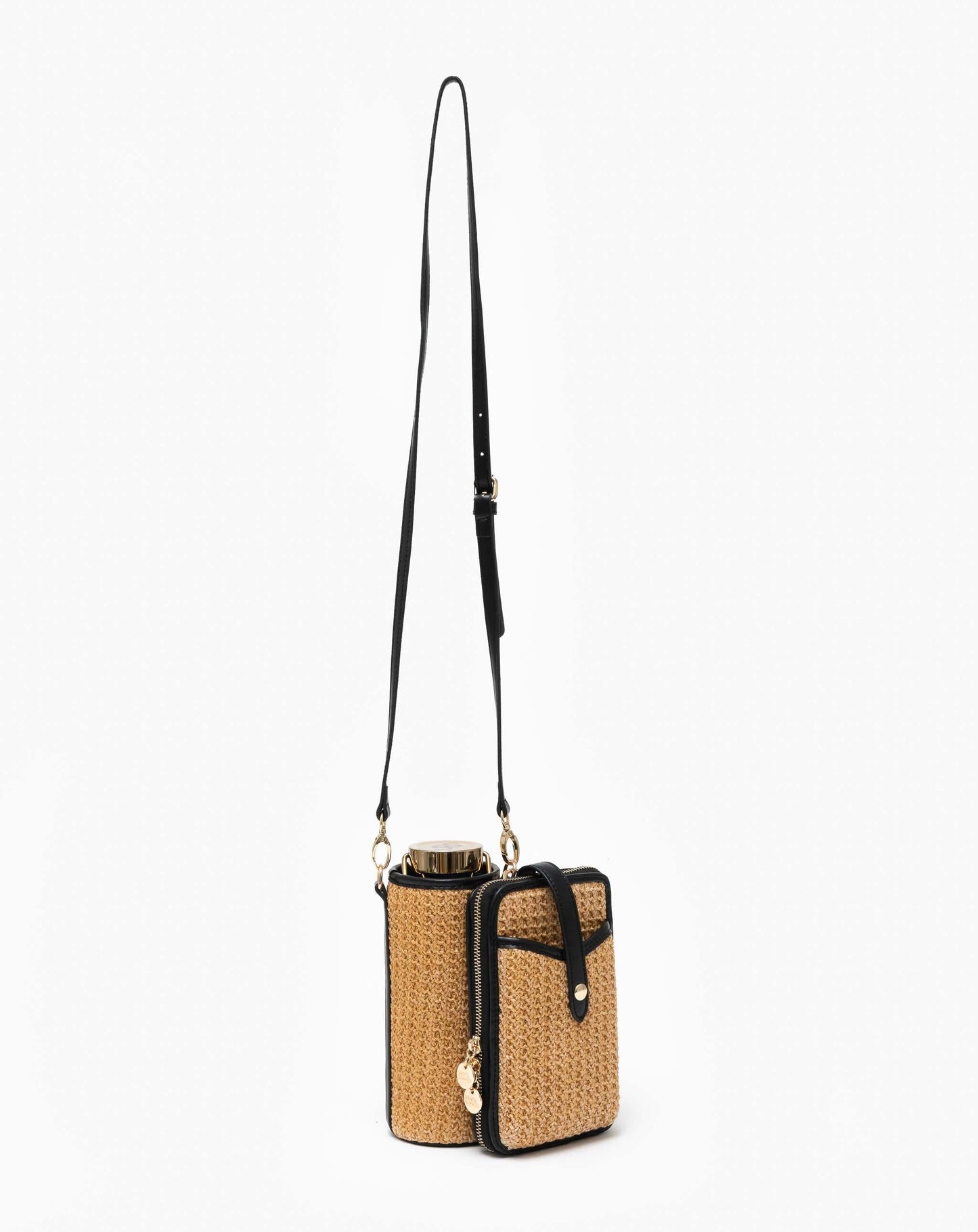 Raffia Bottle Bag - Black Bags