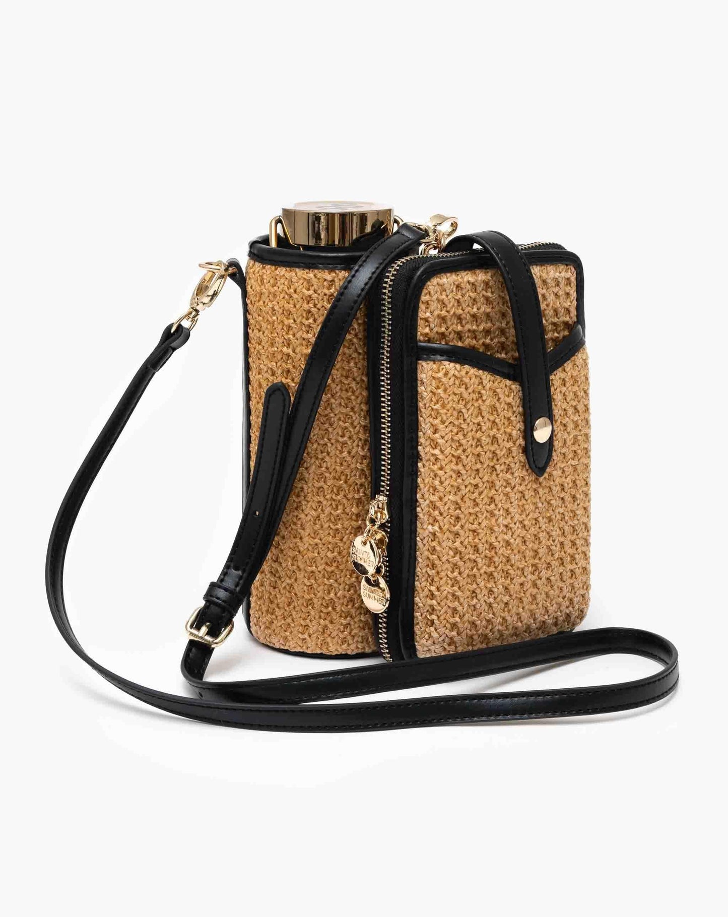 Raffia Bottle Bag - Black Bags