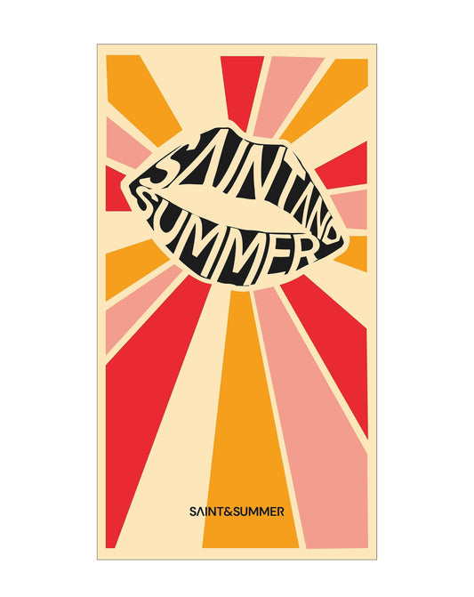 Saint and Summer Lip Ray Beach Towel - Red Pink Yellow