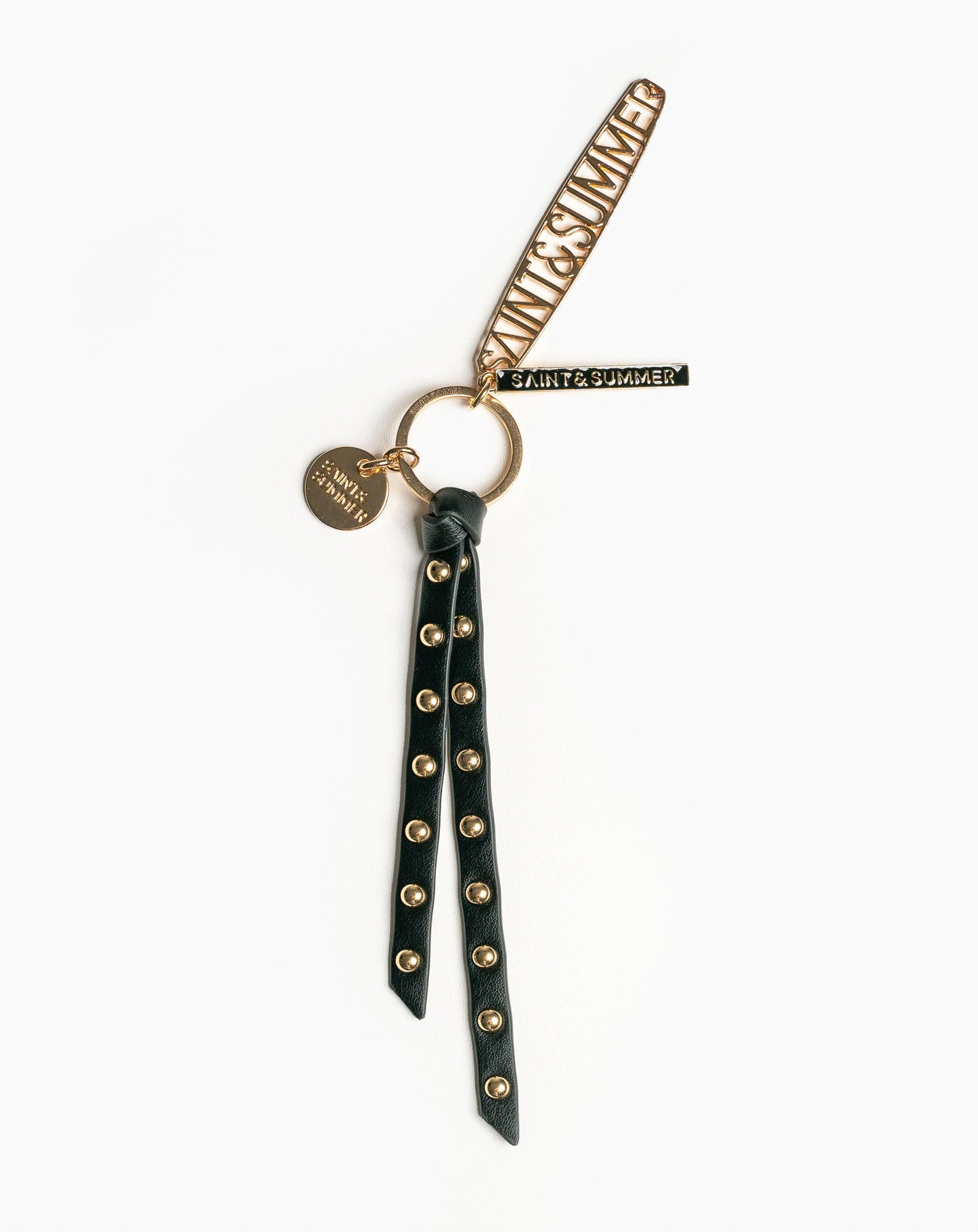 Studded Logo Keyring - Black - Keyring