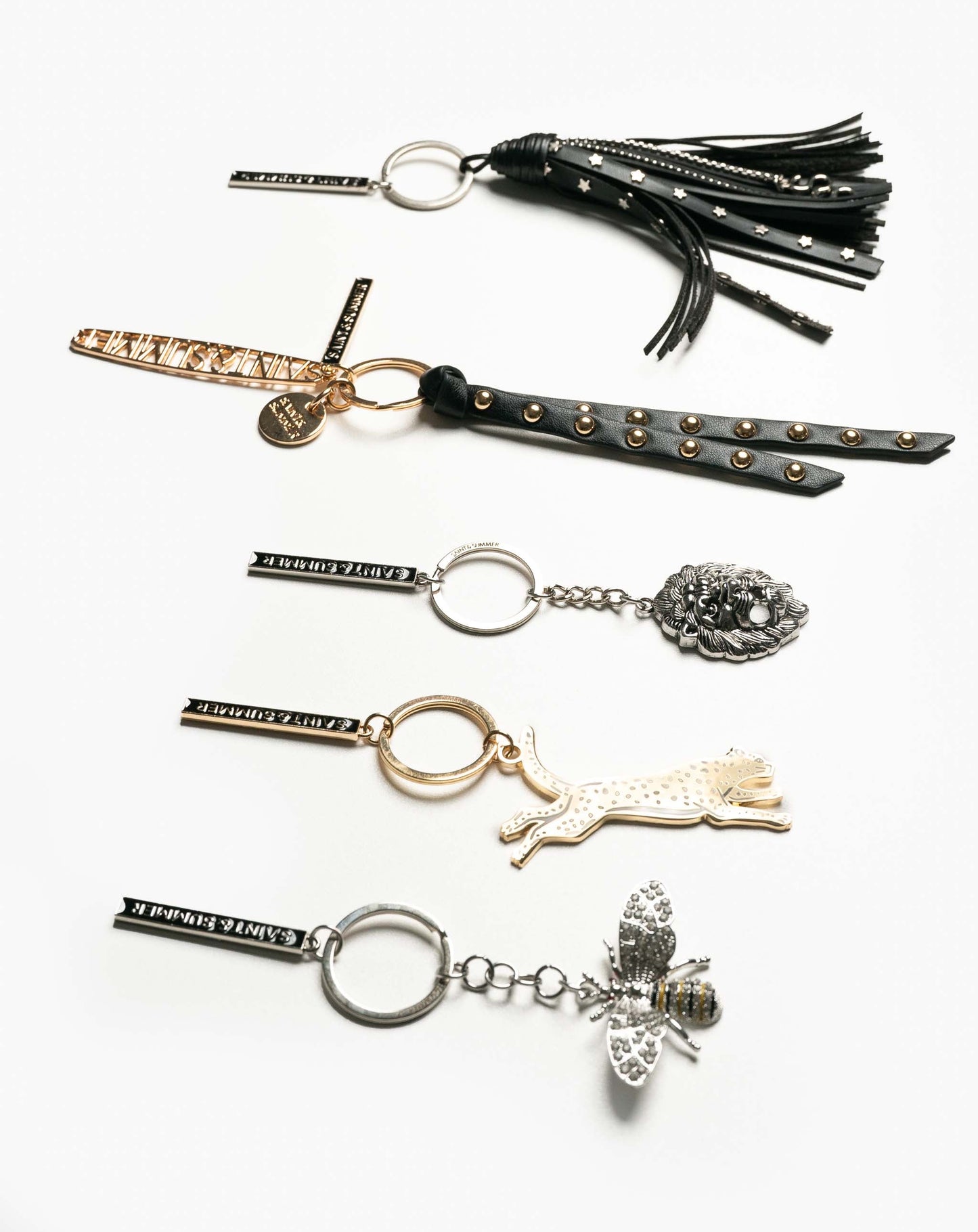 Studded Logo Keyring - Black - Keyring