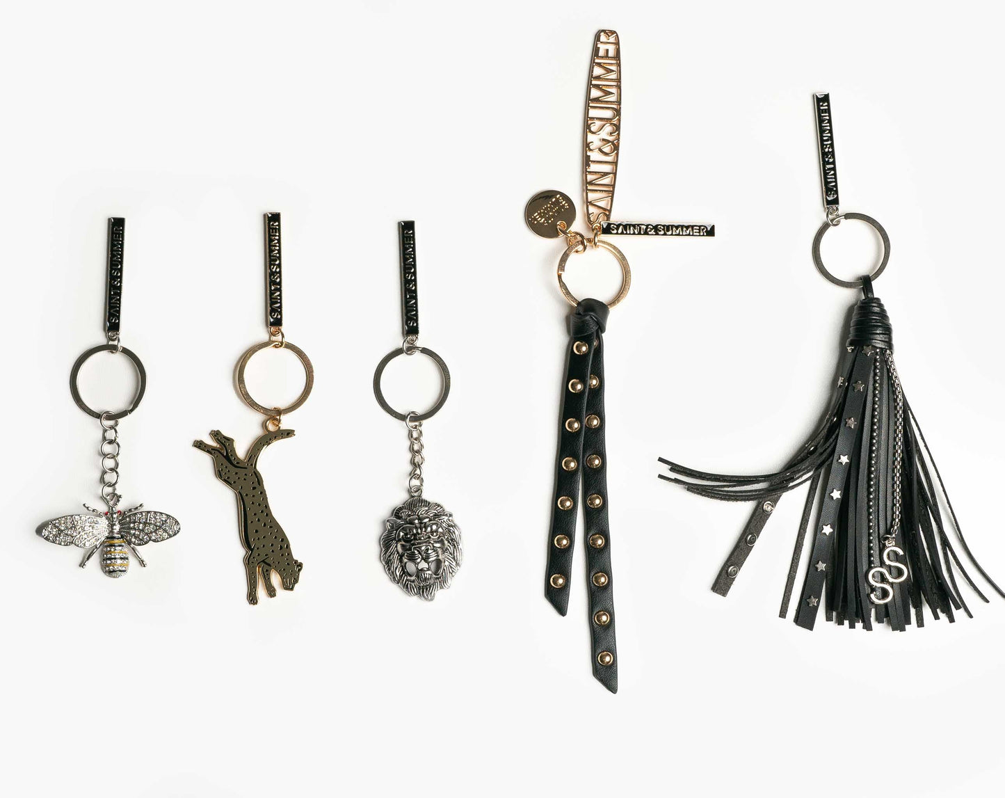 Studded Logo Keyring - Black - Keyring