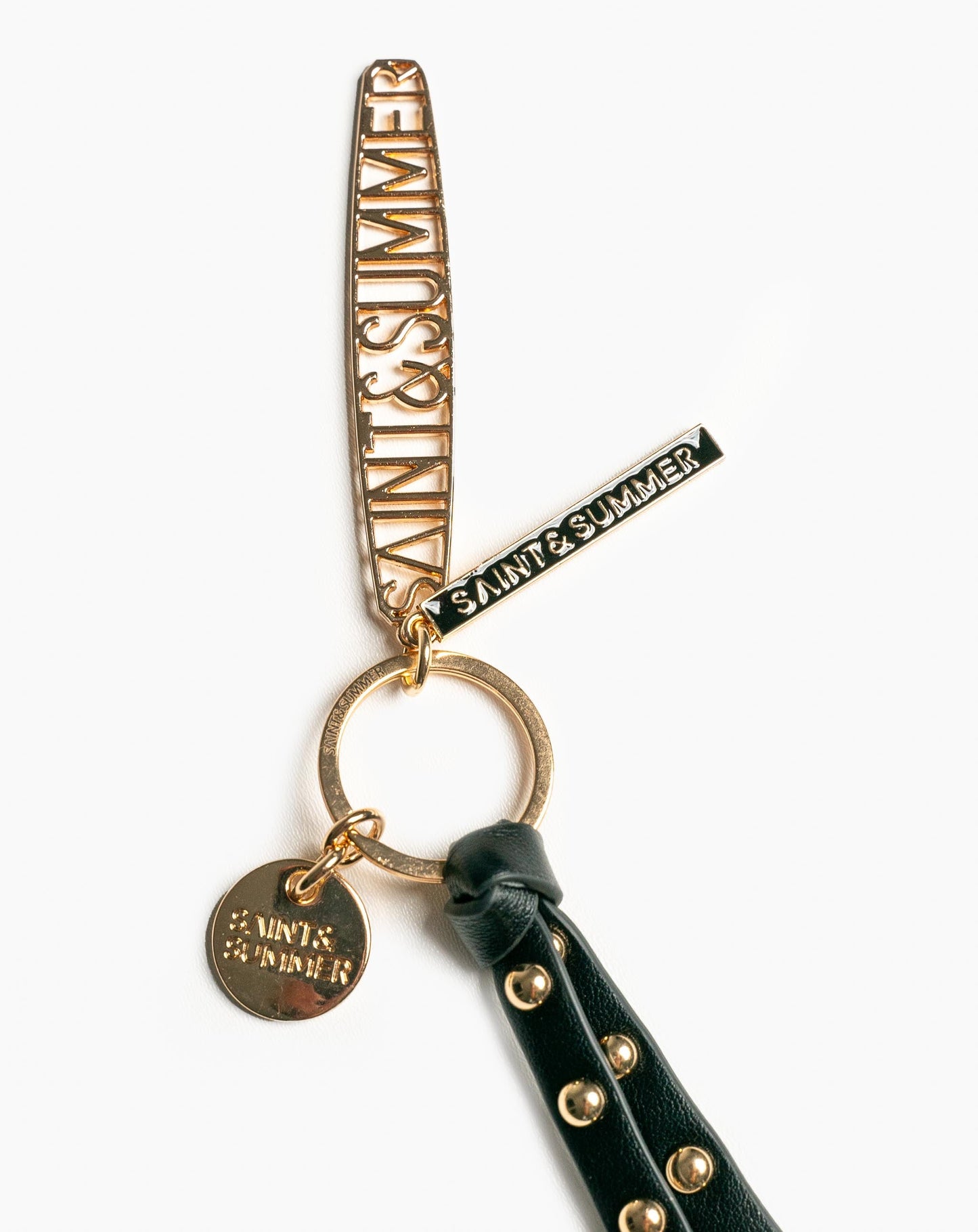 Studded Logo Keyring - Black - Keyring