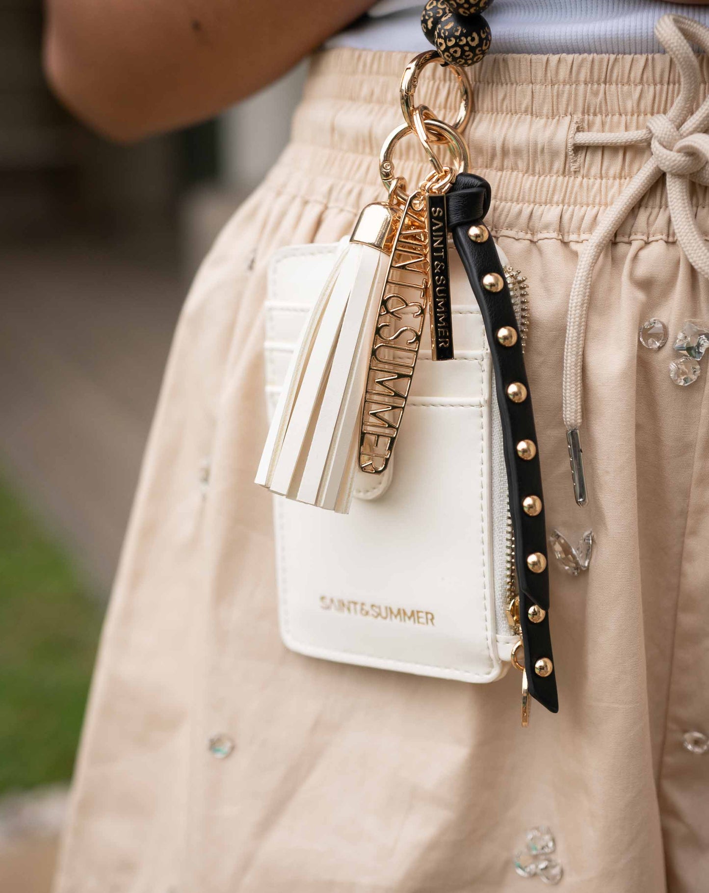 Studded Logo Keyring - Black - Keyring