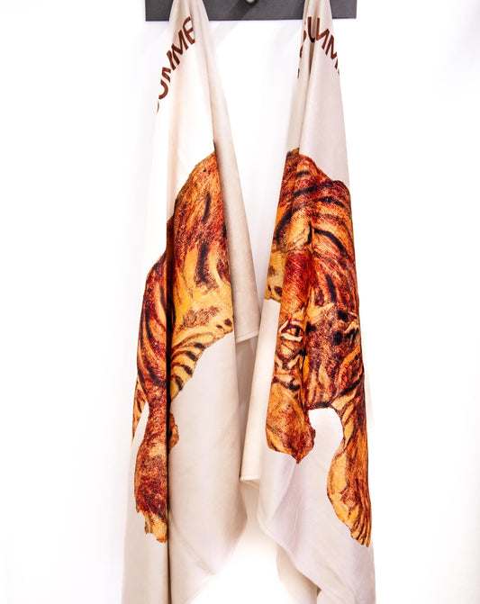 Tiger Print Beach Towel - Taupe - Novelty